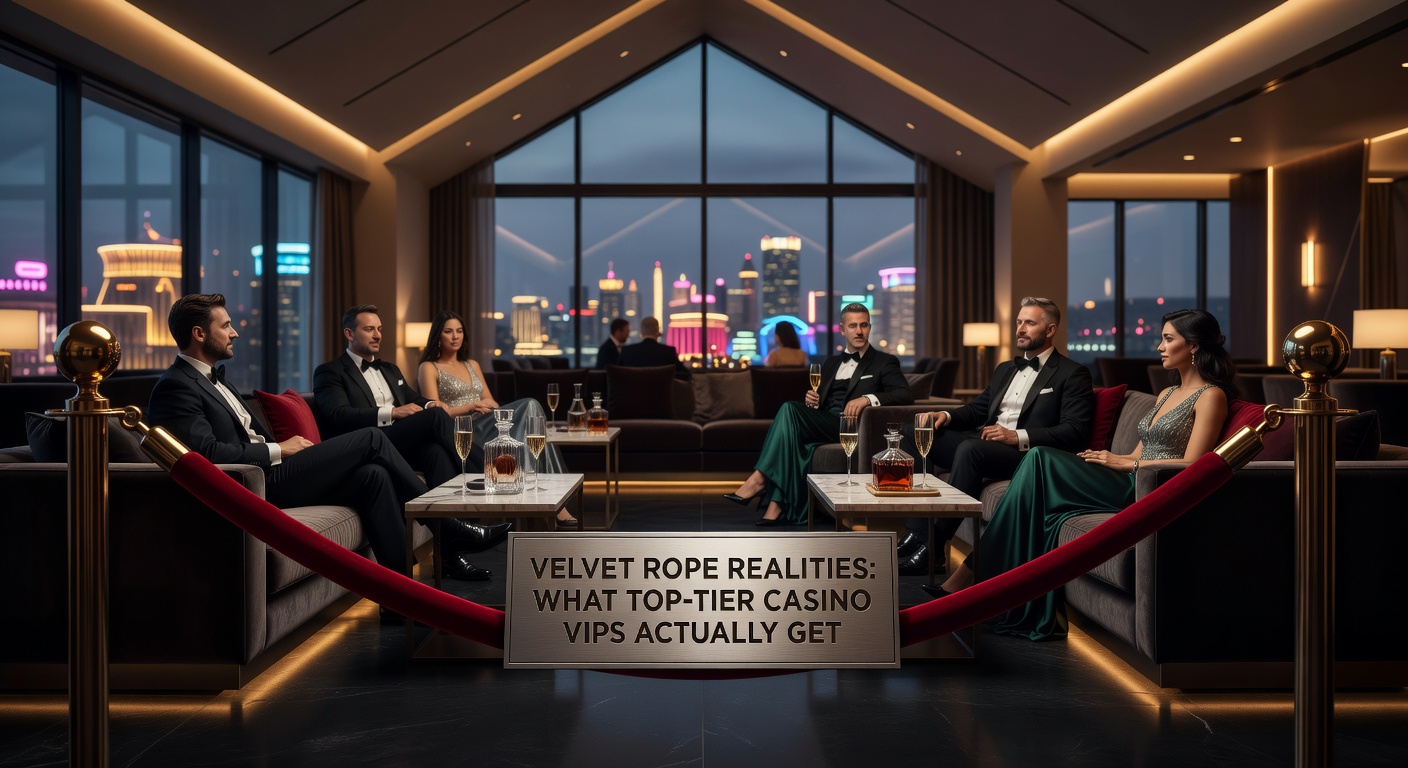 Luxuriöse Casino-VIP-Lounge mit Samtvorhängen und exklusiven Gästen in eleganter Atmosphäre